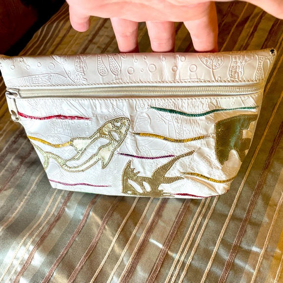 Carlos Falchi Handbags - Carlos Falchi’s Rare Vintage White Leather Patchwork Fish Crossbody Bag